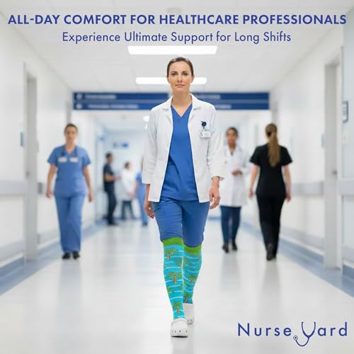 Image of Nurse Yard Compression Socks for Nurses - Women & Men - 20-30mmHg Graduated Compression, For Medical Staff, Athletes - 1 Pair