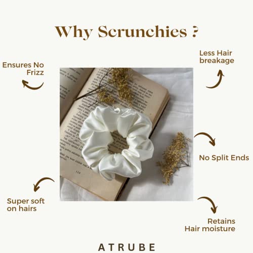 Image of Atrube Satin Scrunchies for Women /Girls| Hair Ties, Best Gift for Sister, Friend, Mom Set of 4 | Classic Shades, ponytail holder