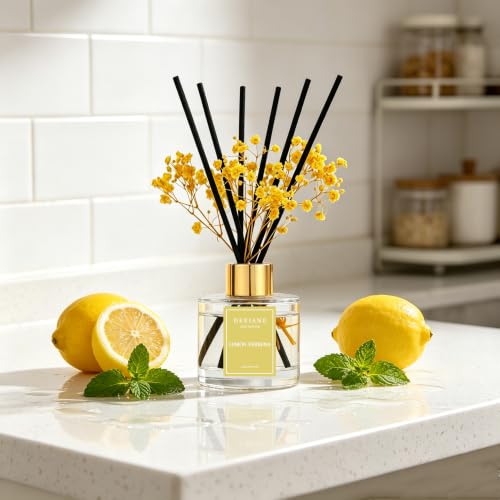 Reed Diffuser Set,3.38 fl oz (100 ml) Lemon Verbena Oil Diffusers with 6 Reed Sticks for Bathroom Shelf Decor Home Fragrance Reed Diffuser - image 4