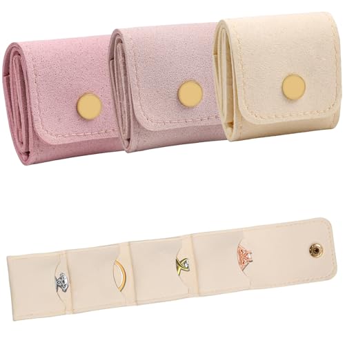3 Pack Mini Jewelry Organizer Travel Jewelry Case Foldable Multifunctional Travel Jewelrys Pouch for Earrings Necklaces Rings Chain Bracelets Brooches