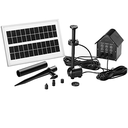 MONZANA® Solarpumpe LED Multicolor 4 Aufsätze Timer Akkuspeicher Fernbedienung Solar Panel Teich Pumpe Springbrunnen