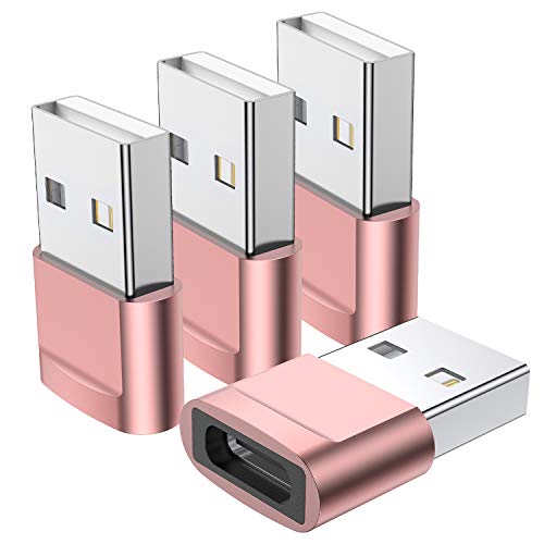 USB C Female to USB Male Adapter (4-Pack),Type C to USB A Charger Cable Adapter for iPhone 11 12 13 14 15 Plus Pro Max,Samsung Galaxy Note 20 S24 S23 S22 Ultra,iPad Air 4 Mini 6 AirPods,MacBook Pro
