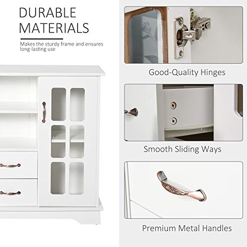 image for HOMCOM Modern Sideboard Storage Console Cabinet with Glass Door and Dr