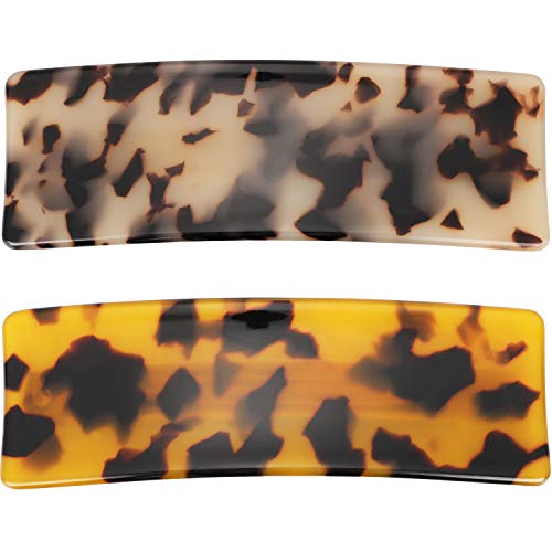 Yaomiao 2 Pieces Acetic Acid Hair Clips Vintage Hair Clips Rectangle Tortoise Barrette for Women Girls, 2 Colors
