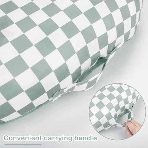 Image of Newborn Lounger Cover, Soft Comfortable Baby Lounger Cover, 1 Pack Reversible Removable Slipover for Infant Lounger Pillow, Green Checkered (Lounger not Included)