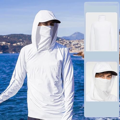 Men's UPF 50+ Sun Protection Hoodies Fishing Hiking Shirts Long Sleeve SPF UV Shirt with Mask Rash Guard Lightweight2