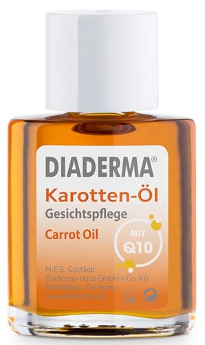 DIADERMA Aceite de zanahoria, 30 ml, nueva fórmula con Q10: proporciona un cutis fresco, previene las arrugas, con vitamina E + A, cosmética natural
