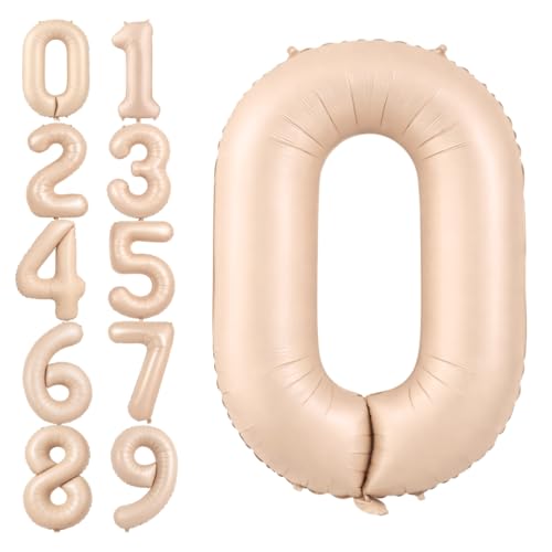 Image of WP WANNA PARTY 40 Inches Apricot Super Shape Number 0 Balloon, Foil Balloon for Birthday Anniversary, Number Balloons for Themes & Events, Birthday Supplies & Decoration, 1 Piece