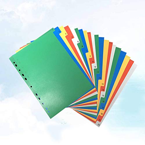NUOBESTY 40 peças de fichário A4 divisórias de índice inseríveis página de índice colorido fichário
