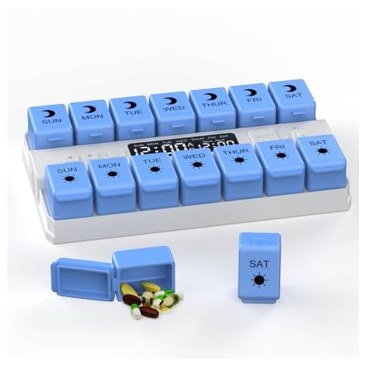 Weekly Pill Organizer with Alarms System, Removable Silicone Pill Box 7 Day 2 Time, Large Size Pill Case for Home and Travel, Secure Magnetic Base, Waterproof & Moisture Resistant (Blue)