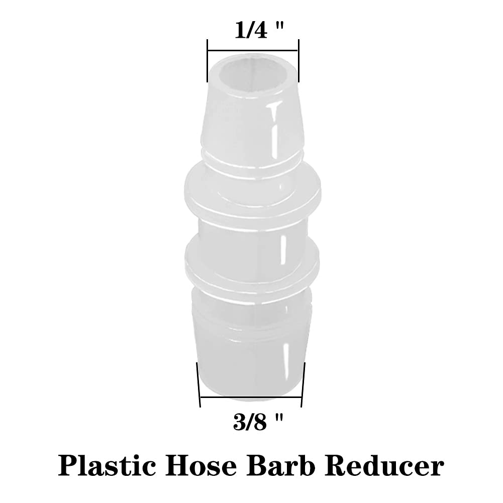 Tubo reductor de tubo de plástico de 3/8" a 1/4" de unión de empalme de plástico para acuarios, adaptadores de hogar, combustible, gas, aire líquido (paquete de 4)