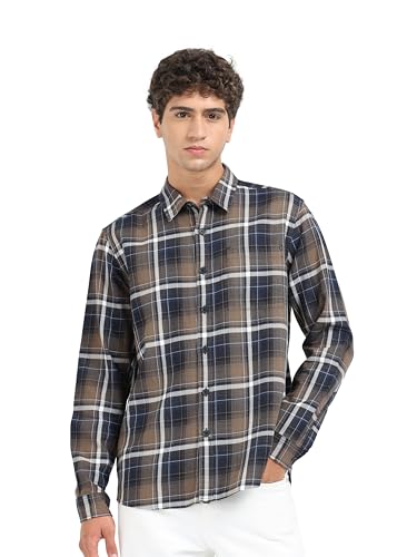 Image of StitchX Men's Full Sleeve Checkered Casual Spread Collar Cotton Shirt