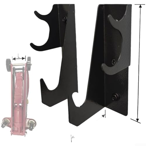 Wagenheber-Wandhalterung mit zwei gebogenen Haken, passend für die meisten Wagenheber-Designs, die bei der Fahrzeugwartung verwendet werden, (schwarz)