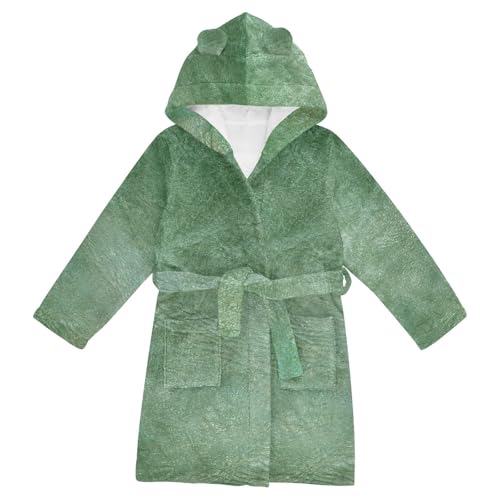 Beautiful Green Leather Girls Robe With Hood Kids Bathrobes For Girls