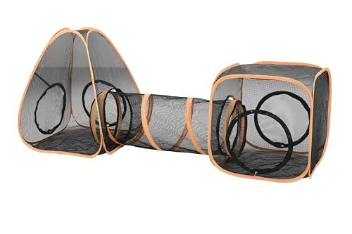 ペット用品 キャットトンネル 3点セット 猫用トンネル 折りたたみ式速開型 ファスナー連結 洗えて清潔 単独使用可 省スペース 室内・アウトドア対応 猫 おもちゃ