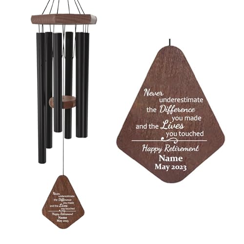 Image of ASTARIN Personalized Happy Retirement Gift, Custom Name Retirement Wind Chimes for Women Men, Wind Chime Retire Gifts for Teacher Co-Workers Boss Friends Parents, Going Away Funny Farewell Gift