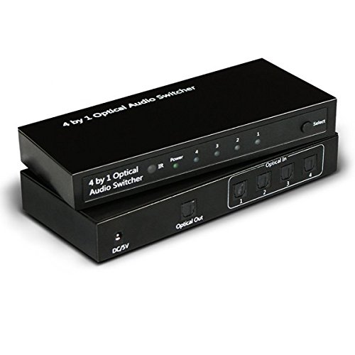 Atlantis Switch Audio Ottico, da 4 Ingressi su 1 Uscita, Nero