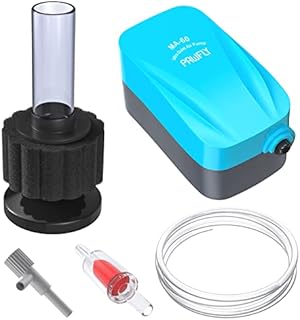 Uncilife Aquarium Quiet Betta Fry Shrimp Foam Filter Kit with 40 GPH Air Pump Air Control Valve Airline Tubing and Check Valve Accessories for 1-10 Gallons Small Fish Tank