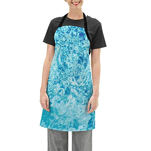 Aprons for Women Turquoise Sea Ocean Wave Blue Apron Cooking Cute Chef Kitchen Plus Size Baking Grilling Waterproof Personalized BBQ Pottery Bib Apron for Adults Teen Girls