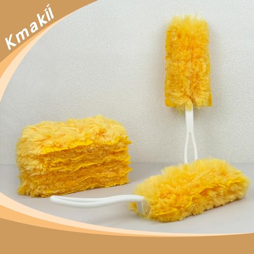Image of KMAKII 360 Duster Refill Disposable Duster Refills Heavy Duty Duster Refills Unscented Duster Heads 30 Count-Yellow