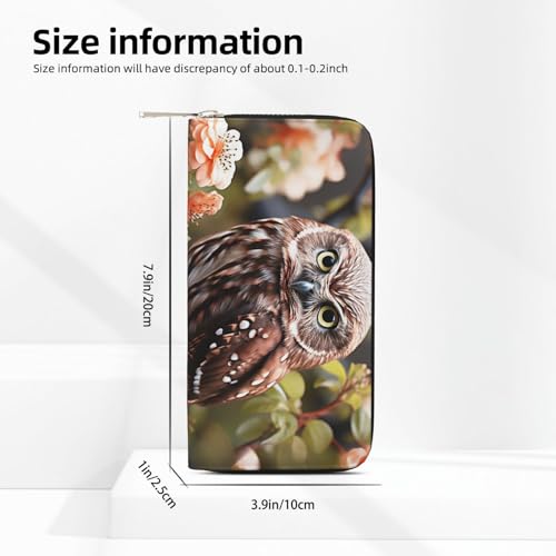 Leather Wallet for Women Long Purse Owl and Flower Womens Wallet Clutch with 8 Credit Card Holder Coin Pocket3