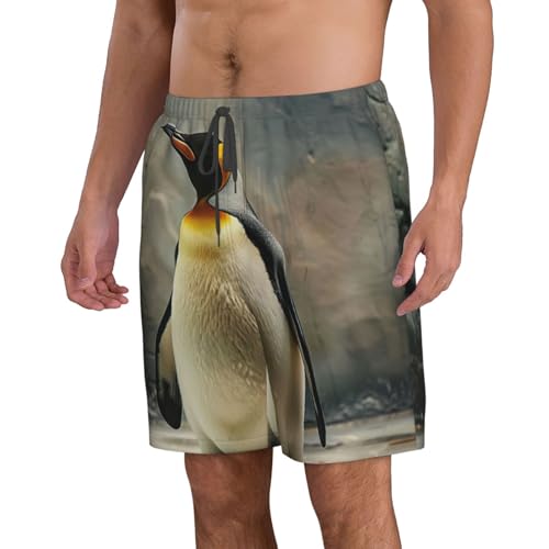 Penguin Print Stylish Men Beach Shorts Lightweight Cozy Swim Trunks Summer Casual Outings Holiday2