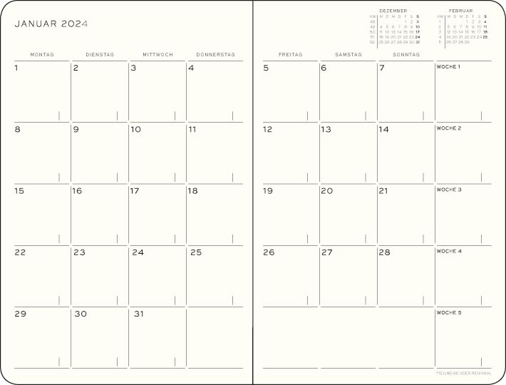 LEUCHTTURM1917 367582 Monthly Planner & Notebook Paperback (B6+) 2024, 16 Months, Soft Cover, Black, German - Image 2