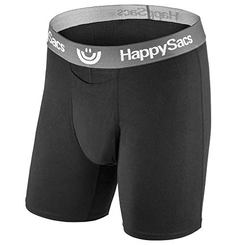 HappySacs Underwear - Men's Boxer Briefs with Junk Drawer Pouch (XX-Large) Black