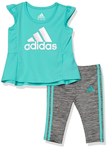 Ensemble adidas fille 2 pièces avec legging 3-Stripe couleur Semi Mint Rush taille 3 mois