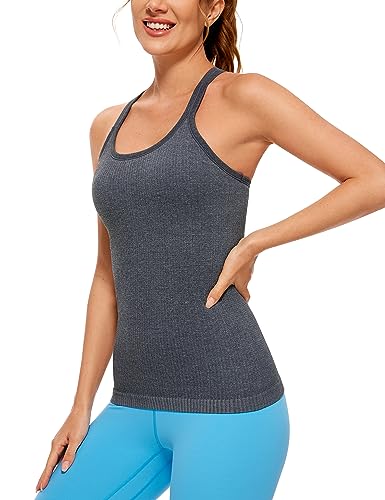 Image of CRZ YOGA Seamless Rib Scoop Neck Tank Tops