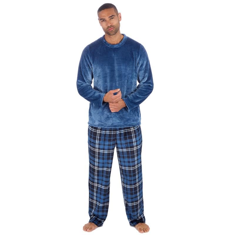 GM Apparel Men’s Pyjamas Set - Soft Fleece Pyjama Set 2 Piece PJs - Long Sleeve and Plai...