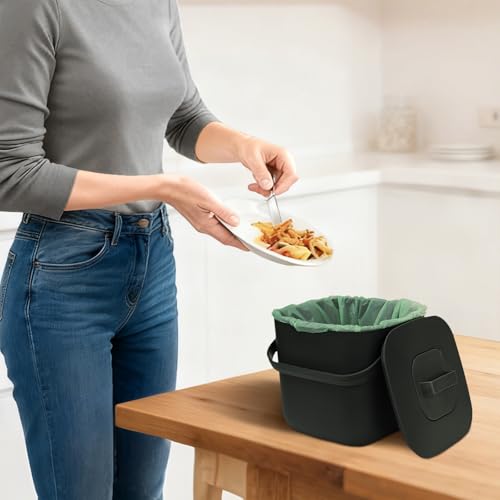 Caneca de compostaje de 7 litros con tapa gris miniatura 2