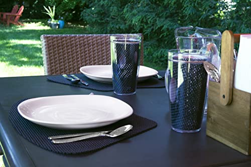 Kraftware Fishnet Wedge Placemats For Round Outdoor Tables, Black, Set Of 6, Small #TOP1