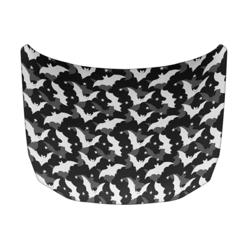 Image of Bat Halloween Print Car Hood Cover Easy to Install Fabric Hood Cover Halloween Vehicles Decorate Engine Removable Automotive Accessories Personalized Suitable for Cars(59x39 Inch)