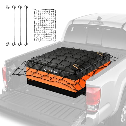 [All-in-One Bundle] 26 CuFt Waterproof Truck Bed Cargo Bag with Heavy Duty Cargo Net Storm-Proof Pickup Luggage Carrier (50x40x22) Fits All Pickups Includes Storage Bag & Bungee Net