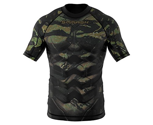 SMMASH Rashguard Homme Manche Courte, Tee Shirt Compression pour Hommes, T-Shirt de Sport Boxe MMA Kickboxing Krav Maga, Matériau Antibactérien, Produit dans l'Union Européenne Cover