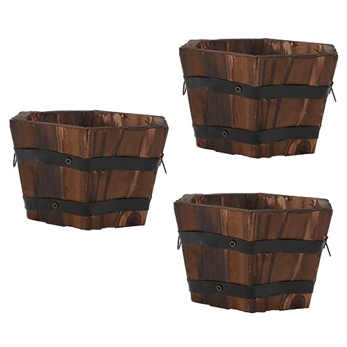 BESPORTBLE Tinajas De Barro Casa De Flores De Oficina De Maceta De Madera De 3 Piezas Barriles Decoracion