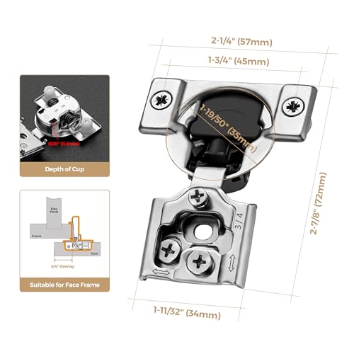 Image of Ravinte 6 Pack 3 Pairs 3 /4 inch Overlay Soft Close Hinges for Kitchen Cabinet Satin Nickel Hidden Stainless Steel Concealed Hinges self Closing