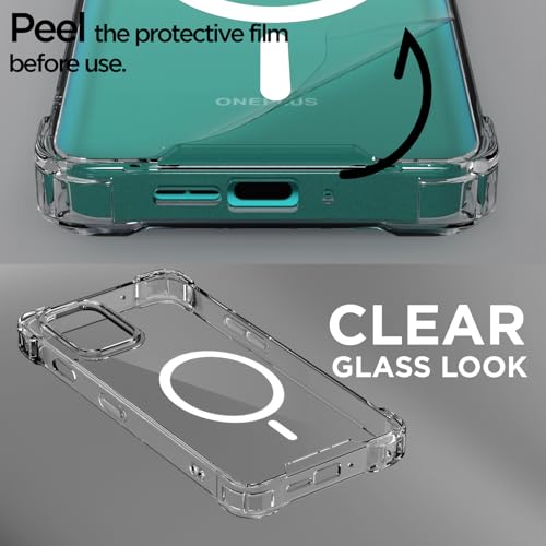 Image of Pikkme Back Cover for OnePlus 8T / 9R Mag-Safe Shockproof PC + TPU Protective Case Magnetic Support Bumper Case (Transparent Mag-Safe)