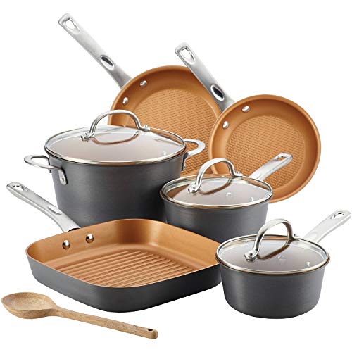 Ayesha Curry Hard Anodized Aluminum 10-Pc Cookware Set,