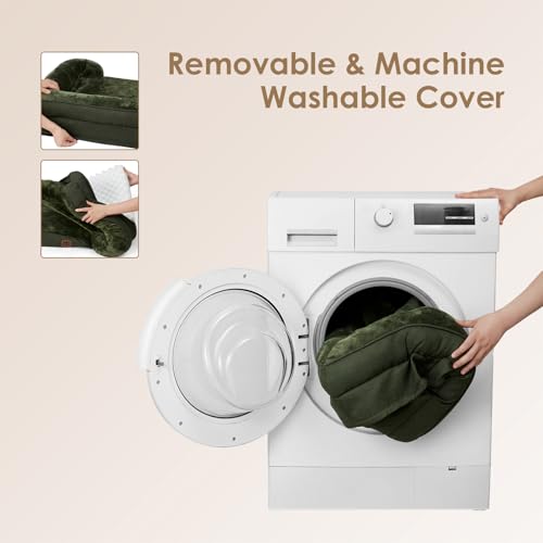 Image of EHEYCIGA Orthopedic Dog Bed for Small and Medium Dogs, Waterproof Memory Foam With Sides, Non-Slip Bottom, Egg-Crate Foam, Washable Removable Cover, Dark Green