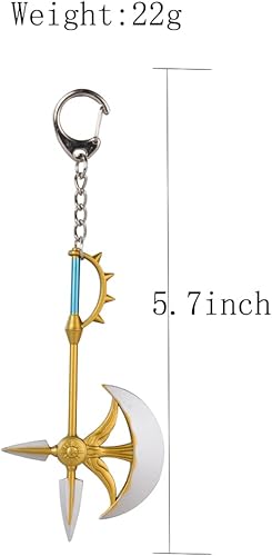 Miniatura 3 de MOBZU Juego de 5 llaveros de siete pecados capitales, Meliodas con colgante para disfraz de cosplay, Multi colorido
