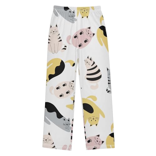 Boys' Pants Colorful Cute Cats Long Bottoms Jogger Pants Elastic Waist Trousers with Pockets S-XL