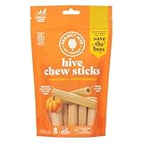Hive Pumpkin Dental Treats for Dogs — Healthy, Vegetarian, Natural Pumpkin and Honey Flavor, Vegetarian Chews, Made in The USA (Chew Sticks, Large Breeds)-Clean Teeth and Freshens Breath