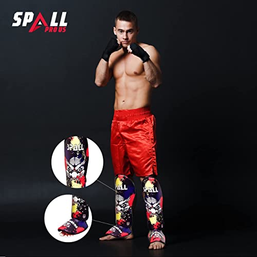 Spall Pro Us Muay Thai Guards Shin Guards For Kickboxing Martial Arts Bjj Boxing Sparring With Mma Foot Protector Scary Green - Medium #TOP5