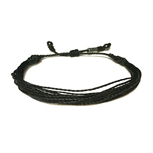 Black Rope String Bracelet Unisex Handmade Multistrand