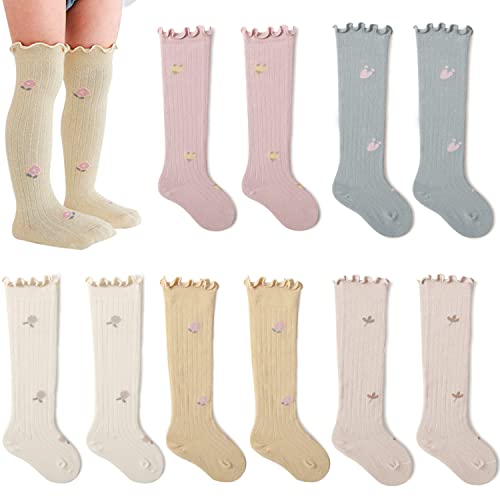 5 Pairs Baby Knee High Socks Girls Newborn Infants Long Socks