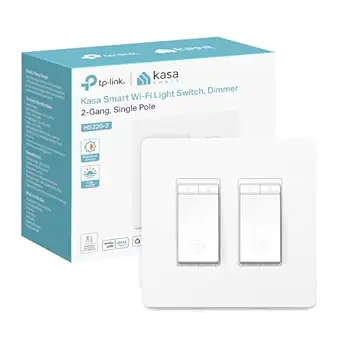 Kasa Smart Dimmer Switch 2-Gang HS220-2, Single Pole, Needs Neutral Wire, 2.4GHz Wi-Fi Light Switch Compatible with Alexa and Google Home, UL Certified, No Hub Required, White