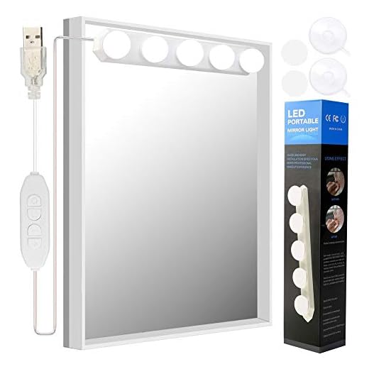 Lámpara de espejo LED, estilo Hollywood, regulable, lámpara de maquillaje, lámpara de maquillaje, tocador, iluminación de espejo para espejo de cosméticos, cuarto de baño o espejo, 5 LED Lampe