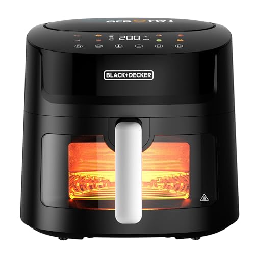 BLACK+DECKER 8-in-1 Digital Air Fryer with Window 7.2L Large Capacity 1800W Rapid Air Technology LED Touch Display Dehydrate Function Dishwasher Safe Basket Cool-Touch Handle - AF7210-B5